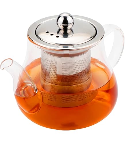 Théière en verre avec infuseur amovible, HIKENRI Bouilloire en vrac à thé en verre à haute teneur en Borosilicate, passoire et couvercle en acier inoxydable 304 - Coffre-fort pour cuisinière - 500ML Théière en verre avec infuseur amovible, HIKENRI Bouilloire en vrac à thé en verre à haute teneur en Borosilicate, passoire et couvercle en acier inoxydable 304 - Coffre-fort pour cuisinière - 500ML