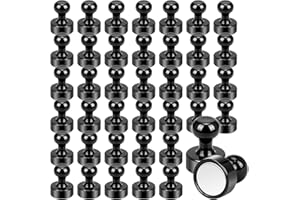 Wzone magnets strong fridge magnets, 12×16mm | 40 Pack whiteboard magnets small magnets, black magnet push pins for Notice Board, Office and School