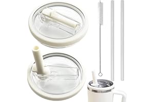 XIONGHONGLONG 2 Coperchio di Ricambio, 40 Oz Tumbler Flip Straw Lid Replacement Fit, con Flip Straw, Riutilizzabili a Prova di Perdite, Coperchio di Ricambio(Bianco)