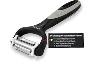 Lantana Potato Peeler + Micro-Serrated Veg Peeler + Julienne Slicer - 3 in 1 for Speed Peeling of Fruit & Vegetable - Black/Grey/Stainless Steel
