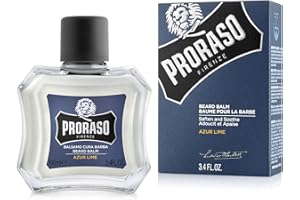 Proraso Baume Barbe, Azur Lime, 100 ml, Baume à barbe parfumé, Adoucit, protège et soulage les démangeaisons et l'inconfort, Fabriqué en Italie