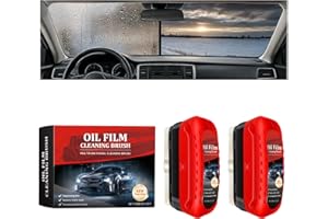 LAXISCREED Automotive Oil Film Cleaning Brush Kit (2 Pack, Reusable) with 120ml Glass Remover & Anti-Fog - Crystal Clear Windscreen Vision for Safe Driving