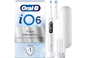 Oral-B iO 6N Cepillo de Dientes Eléctrico Blanco con Mango Recargable, 2 Cabezales y Estuche de Viaje, 5 Modos De Cepillado Con Blanqueamiento Dental, Sensor De Presión, Diseñado por Braun