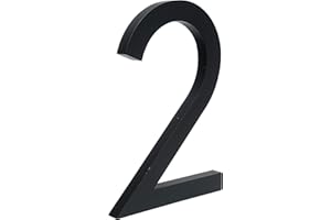 HASWARE Floating House Number 6 inch Stylish Door Numbers Alphabet Plaque Street Home Address Numerals (Black, 2)
