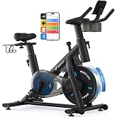 MERACH Exercise Bike for Home, 300lb Max, Friction/Magnetic Option | Fits all family heights, APP sync with guided workouts, 