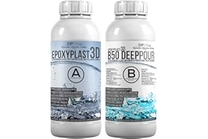 DIPON 0,75 KG Resina epoxi ultra transparente EpoxyPlast 3D B50 DEEP POUR de dos componentes I Efecto agua I Excelente protección UV I Joyería I Resina de colada I Cristal transparente Producto
