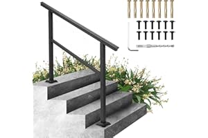 VEVOR Outdoor Handrail, Handrail Outdoor Stairs Aluminum Stair Handrail, Outdoor Stair Railing Transitional Range from 0 to 30 (4 Ft)