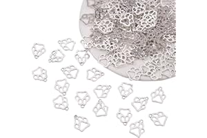 PH PandaHall 150pcs Paw Print Charms 0.78 Inch Cute Dog Charms Paw Pendants Bulk for Tibetan Bracelet Necklace Jewellery Making Scrapbooking Dog Collar, Antique Silver, Hole: 2mm