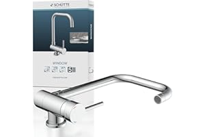 SCHÜTTE 24550 Küchenarmatur WINDOW, Wasserhahn Unterfenster, Spültischarmatur Vorfenster, Wasserhahn umklappbar 360° schwenkbar Einhebelmischer Fensterarmatur, Chrom