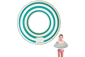 Gukasxi Dmuchane koło do pływania, w stylu vintage, w paski, gruby nadmuchiwany basen, koło do pływania, na lato, plażę, dla dzieci i dorosłych (zielony, dla dzieci)
