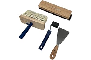 IT`SYOUR+ Decor Craft Tapezierset 4-teilig – Profi Tapezierwerkzeug für perfekte Wände: Tapetenbürste, Nahtrolle, Malerspachtel & Kleisterpinsel