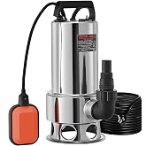 VEVOR Submersible Sewage Pump 1300W 1.75HP Submersible Water Pump Maximum Flow of 333.3L/min Dirty Water Pump Maximum Lift of
