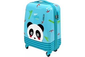 PERLETTI Panda Pandabär Kinderkoffer - Kinder Trolley Handgepäck Leicht 4 Rollen Zahlenschloss - Hartschalen Cabin Bag Kabinentrolley Klein Junge - Reise Koffer Lufthansa Ryanair 51x35x20 (Panda, XS)