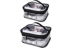 QH-SHOP Transparent Kosmetiktasche Wasserdicht Kosmetikkoffer Reise Makeup Tasche Kulturbeutel Durchsichtiger Waschbeutel mit ReißVerschluss Für Männer Frauen, 2 Stück