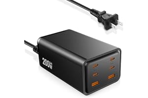COXIESUIFT Caricatore USB C,200W Alimentatore USB C,6 Porte Caricatore USB Multiplo,GaN Caricabatterie USB C Rapido Compatibile con MacBook Pro/Air,iPad,iPhone 15/14,Samsung Tab/Galaxy S23/Note,Xiaomi 13 Pro/12