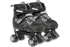 HUOLE Patin à roulettes Taille réglable Patins à roulettes 4 Roues Patins à Roues alignées Extérieurs et Intérieurs Taille Rollers Quad réglable pour Garcon Enfant