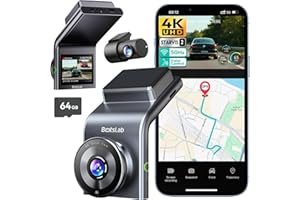 BOTSLAB 4K Dual Dash Cam Front and Rear, STARVIS 2 Sensor, Built in GPS, Voice Control, 24/7 Parking Mode, 5GHz WiFi Dash Camera for Cars, WDR Night Vision, 64GB Card Included