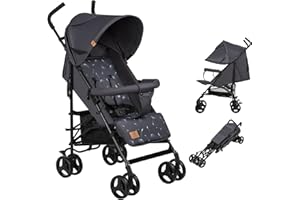 LIONELO Elia poussette canne à 15 kg, réglage du dossier jusqu’à la position couchée, grand panier, système de pliage rapide, moustiquaire