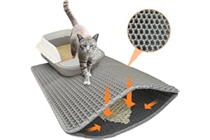 JAOBHAHY Tappetino Lettiera Gatto,60 X 40cm Tappeto Lettiera EVA Doppio Strato a Nido d'Ape Tappetino da Toilette per Gatti Facile da Pulire,Materiale a Prova di Urina e Acqua