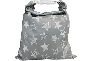 Immaculate Textiles Unisex Baby Wet/Dry Bag with Buckle : Waterproof & Washable : Great for Swimming & Reusable Cloth Nappies (Doodle Stars, 28x40cm)