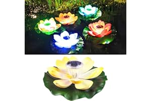 ComeHome Solar Pond Lights Yellow Floating Solar Lights for Pond, Floating Lotus Flower Solar Powered Pool Lights Garden Pond Solar Lily Flower Lights