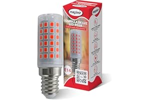 MAGIME Bombilla LED Roja 660 nm sin Luz Azul – Luz Roja Nocturna Melatonina para Dormir Mejor | Flicker-Free | Estimula la Melatonina Naturalmente | Casquillo E27 o E14 – Ideal para Noche y Bebés (Rosca E14)