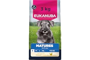 EUKANUBA Life Care Croquettes Chien Mature Petite Race 8 à 11 Ans, Riche en Poulet Frais, os et articulations sains, Oméga 3&6, prébiotiques, sans colorants, arômes artificiels ni OGM - 3 kg