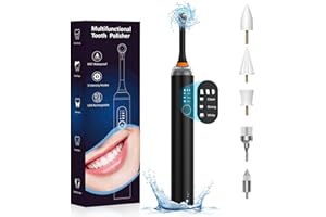 Tooth Polisher, Teeth Whitening Kit, HassoKon Multifunctional Teeth Cleaning Kits for Tooth Polish Stain Removal &Teeth Whitening,Tooth Whitening Set for Polishing After Teeth Cleaning (Black)