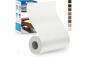 Sgooyir Kunstleder Selbstklebend Weiß, 10x160cm Leder Reparatur Set, Kunstleder Reparaturset Flicken Selbstklebend Patch für Autositze, Möbel, Sofa, Couch, Jacken