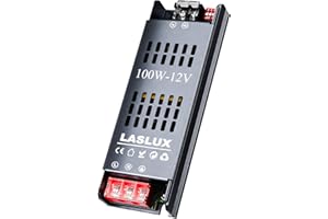 LASLUX Alimentatore LED 12V 8.3A 100W, Dimmer Trasformatore Universale AC 220V a DC 12V, Professionale per Strisce e Luce a Bassa Tensione, Lampade (12V, 100 Watt)