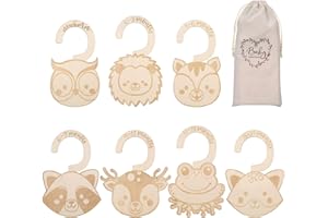 CREPUSCOLO Baby Wardrobe Clothes Dividers, 7pcs Premium Original Design Nursery Baby Closet Clothes Dividers, Nursery Decor, Baby Clothes Organizers(Animal)