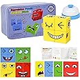 Elezeal Matching Puzzle Game Expressions, Face Changing Thinking Training Wooden Building Cube, Expression Wooden Cube Puzzle for Children,Great Party Game for Kids & Adults