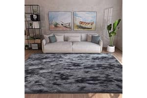 Tinyboy-hbq Tappeto Salotto Shaggy Tappeti a Pelo Lungo,Moderno Soggiorno Camera da Letto Tappeti,Antiscivolo Morbido e Soffice (Grigio Nero, 200 x 200 cm (Rectangular))