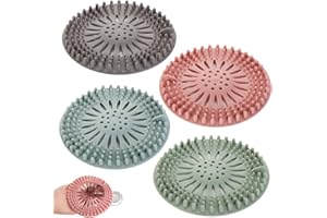 SYKEROUT Filtro per capelli in silicone da 4 pezzi, protezione universale per lo scarico, può essere utilizzato in bagno, vasca, cucina, filtro per capelli……