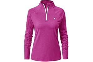 YSENTO Women's Long Sleeve 1/4 Zip Running Sports Tops Golf Shirts - Turquoise - Medium