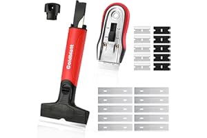 Goldblatt Raschietto, Set di 2 Raschietti con 20 Lame, Raschietto Multiuso, Lame Corte e Larghe per Rimuovere Decalcomanie, Adesivi, Etichette, Sigillanti e Adesivi