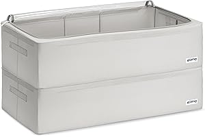 4CONVY Sac de Rangement Vêtements sous le lit avec Fermeture Éclair - [2024 MATÉRIAU AMÉLIORÉ] Housse de Rangement pour Couette, Draps - Stable – Boîtes de Rangement Vêtements Empilables - 2x68L