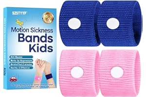SZSTYYP Travel Motion Car Sickness Relief Bands for Kids, Anti-Nausea Wristbands for (Pink and Blue)…