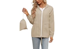 Tisfeer Raincoat for Women Waterproof Lightweight Trench Coat Windbreaker Packable Hooded Outdoor Rain Jacket