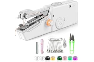 MUPKVY Handheld Sewing Machine, Mini Cordless Portable Electric Sewing Machine with Sewing Accessories for Beginners, Quick Handy Stitch for Fabric, Clothing, Kids Cloth, DIY Home Travel Use (white)