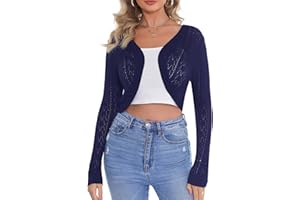 Aottori Damskie bolerko, odświętne bolerko, długi rękaw, elegancki kardigan, krótki kardigan, na lato, lekka kurtka na ramię, otwarty przód, na wesele