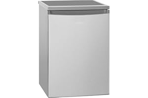 Bomann® Kühlschrank ohne Gefrierfach mit 133L Nutzinhalt | 3 Ablagen | klein m. Gemüsefach & wechselbarem Türanschlag | Tischkühlschrank leise | H:84.5 x B:56 x T: 57.5cm | VS 2185.1 inox