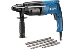 DONG CHENG DongCheng Bohrhammer 800W, Schlagenergie 2.8 J, Leerlaufdrehzahl 0-1200U/min, mit 4 Drill Bit SDS plus, Bohren bis 26mm, 4 in 1 Bohrmaschine, Abbruchhammer, Anti-Vibrationsgriff