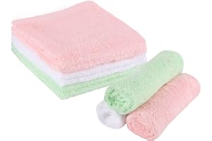 Lanjue 6 Pack Flannel Face Cloth, 12 x 12 Inch Soft Bamboo Face Cloth Face Towels Reusable Facial Clean Cloth Baby Wash Cloth for Women Kids Adult Spa Sport Beauty Routine