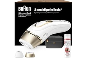 Braun Silk·expert Pro 5 Epilatore Luce Pulsata, Epilazione A Casa, Alternativa All’Epilazione Laser, Con Custodia, 2 Testine, Idea Regalo, Bianco/Oro, PL5140 e Satin Care Gel Per Depilazione Karite