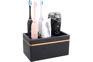 Emibele Uchwyt na szczoteczkę do zębów z żywicy, 5 przegródek, higieniczny elektryczny uchwyt na szczoteczki do zębów, stojak do przechowywania, organizer do łazienki, pasta do zębów, organizer do