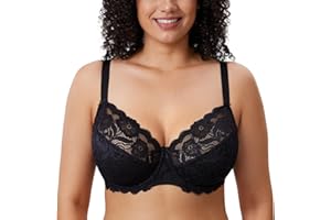 DELIMIRA Femme Soutien Gorge Grande Taille en Dentelle avec Armature sans Rembourré