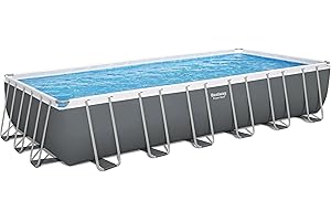 Bestway Power Steel Frame Pool Komplett-Set mit Filterpumpe 732 x 366 x 132 cm, grau, eckig