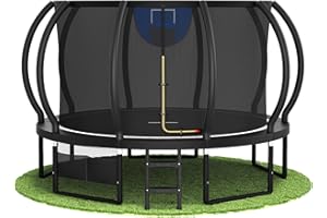 ‎DEVOKO Devoko Outdoor Trampolin mit Basketballkorb & Sicherheitsnetz - 150 kg Maximalgewicht - Ø 228/305/366/427 cm - Robuster Garten-Trampolinspaß für Kinder und Erwachsene