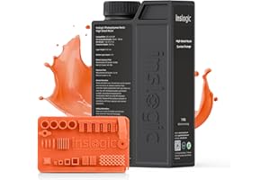 Inslogic High Detail 3D Printer Resin, Smooth Matte Finish with Fine Detail for Miniatures, Low Shrinkage, No Cracking, 405nm UV-Curing Resin for LCD, DLP, SLA 3D Printing (Sunrise Orange, 1kg）